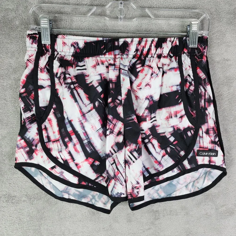 Womens Calvin Klein Athletic Running Shorts Pink White Black Size S